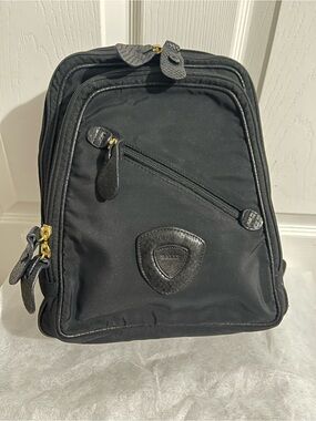Bally Black Women Small Backpack Crossbody with Gold Hardware